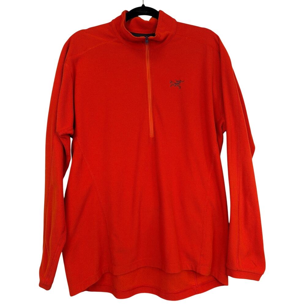 Arc'teryx Large Orange Half Zip High Neck Long Sleeve Breathable Pullover Top